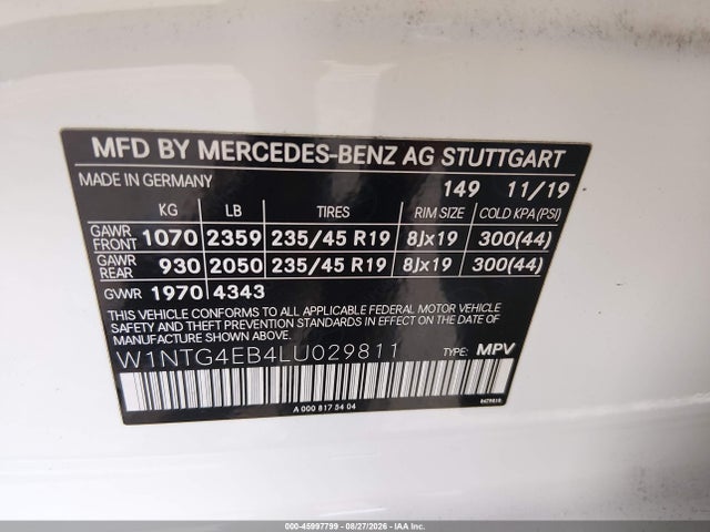 Mercedes-Benz GLA 250 2020 W1NTG4EB4LU029811 Image 9