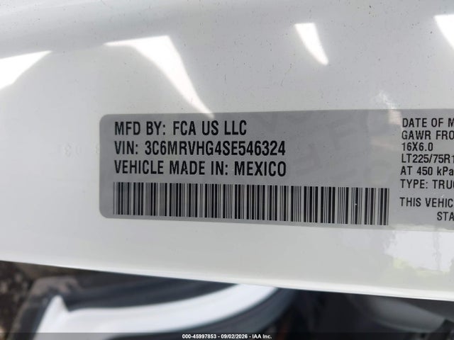 Продажа на аукционе авто 2025 Ram Promaster 3500 Tradesman High Roof 159 Wb W/pass Seat, vin: 3C6MRVHG4SE546324, номер лота: 45997853