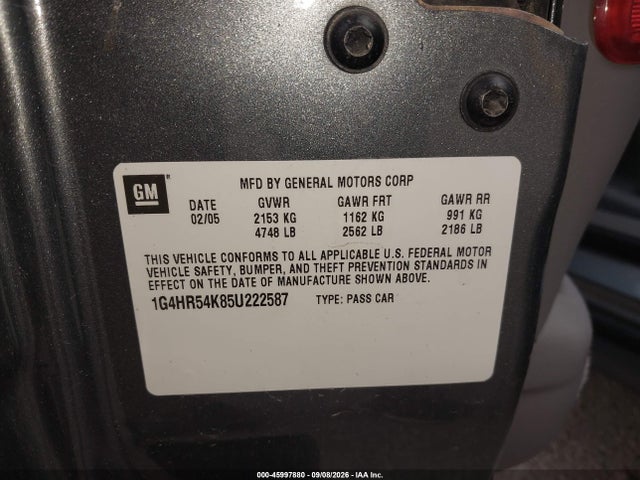 2005 Buick Lesabre Limited მანქანა იყიდება აუქციონზე, vin: 1G4HR54K85U222587, აუქციონის ნომერი: 45997880