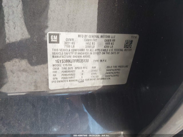 Продаж на аукціоні авто 2015 Cadillac Escalade Luxury, vin: 1GYS3MKJ7FR535130, номер лоту: 45997948