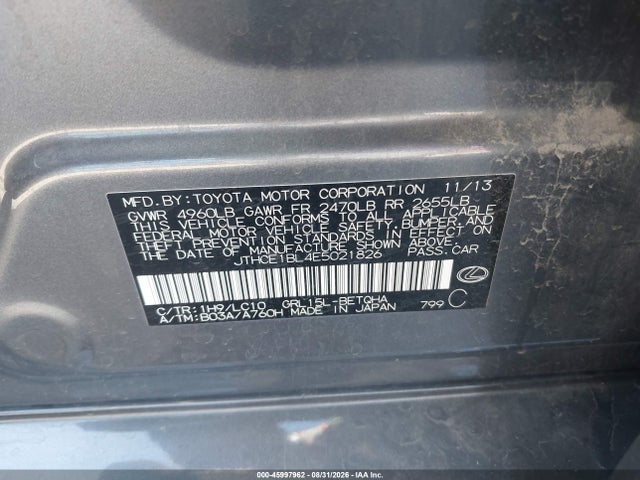 Продажа на аукционе авто 2014 Lexus Gs 350, vin: JTHCE1BL4E5021826, номер лота: 45997962