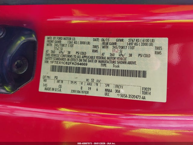Ford F-150 Xl 2015 1FTEX1C82FKD94669 Image 9