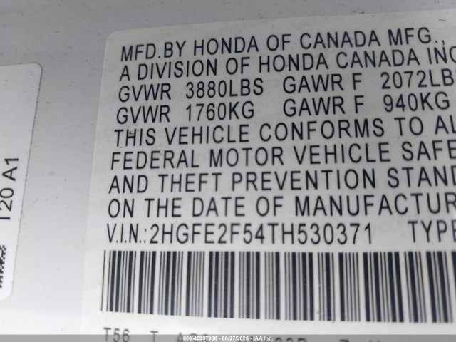 Honda Civic Sport 2026 2HGFE2F54TH530371 Image 9