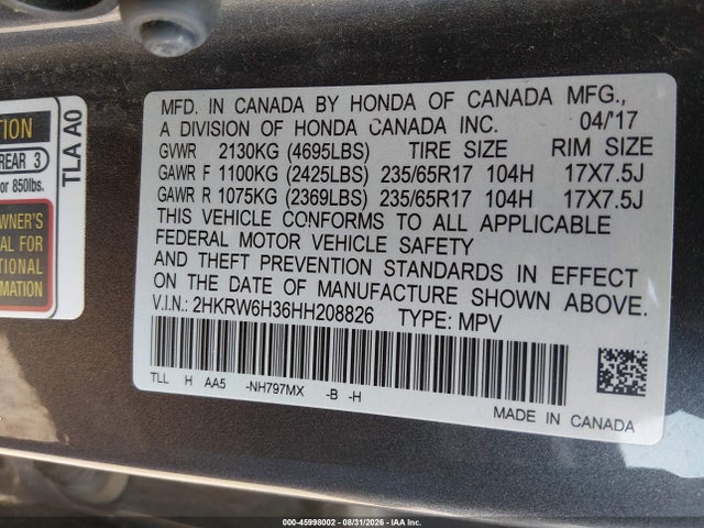 Honda CR-V LX 2017 2HKRW6H36HH208826 Image 9