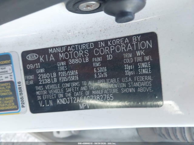 Aukcja sprzedaży 2012 Kia Soul +, vin: KNDJT2A64C7382765, numer aukcji: 45998010