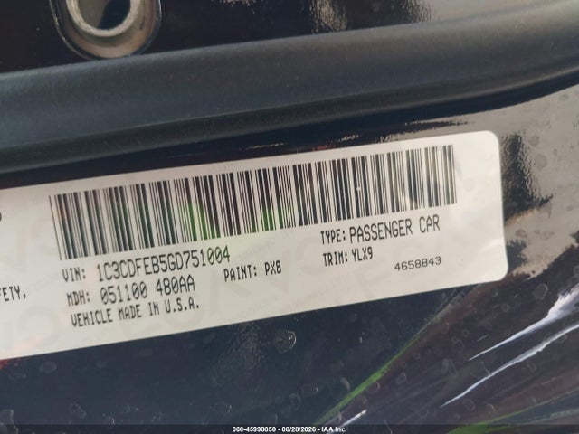 45998050 :رقم المزاد ، 1C3CDFEB5GD751004 vin ، 2016 Dodge Dart Gt مزاد بيع