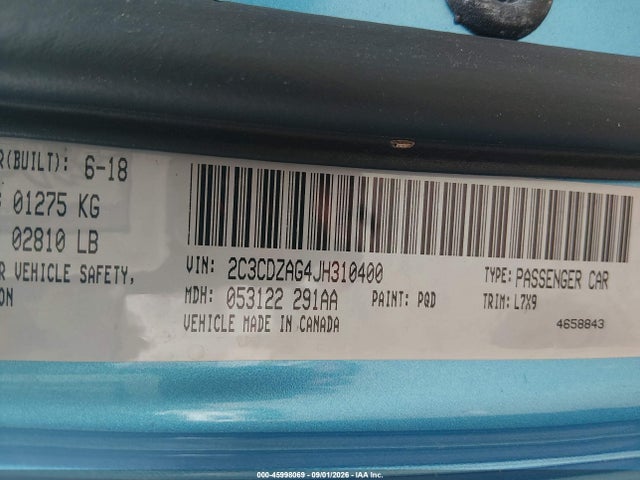 Aukcja sprzedaży 2018 Dodge Challenger Sxt, vin: 2C3CDZAG4JH310400, numer aukcji: 45998069