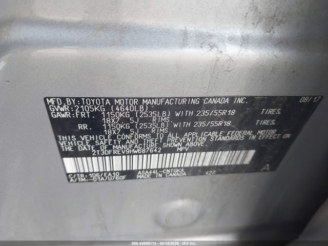 Toyota Rav4 Limited 2017 2T3DFREV9HW687642 Image 9