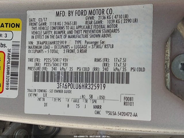 Ford Fusion Hybrid Se 2017 3FA6P0LU6HR325919 Image 9