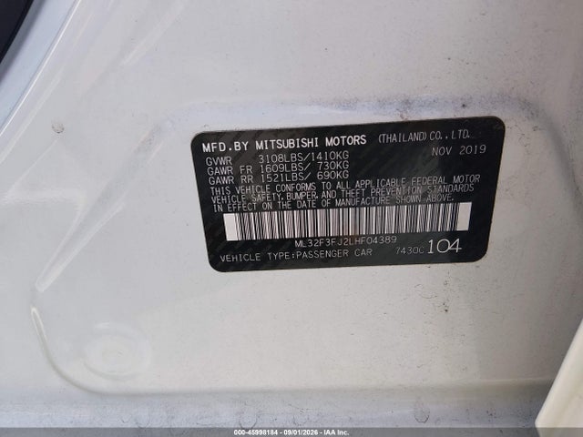 Продажа на аукционе авто 2020 Mitsubishi Mirage G4 Es, vin: ML32F3FJ2LHF04389, номер лота: 45998184