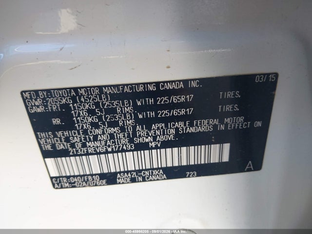 Toyota RAV4 LE 2015 2T3ZFREV6FW177493 Image 9
