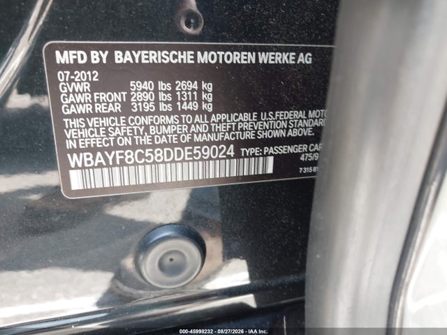 Aukcja sprzedaży 2013 Bmw 750li Xdrive, vin: WBAYF8C58DDE59024, numer aukcji: 45998232