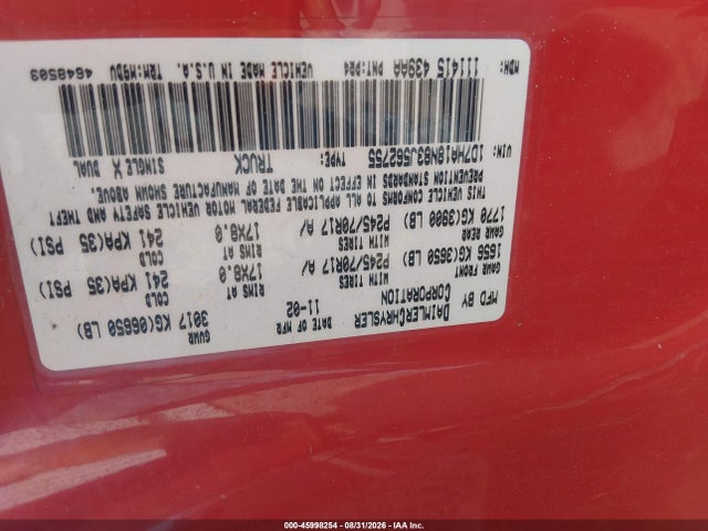 Продажа на аукционе авто 2003 Dodge Ram 1500 Slt/laramie/st, vin: 1D7HA18N83J562755, номер лота: 45998254