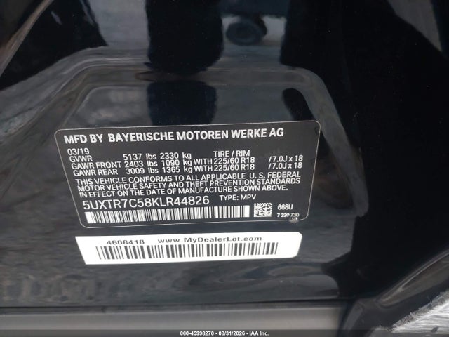 BMW X3 Sdrive30i 2019 5UXTR7C58KLR44826 Image 9