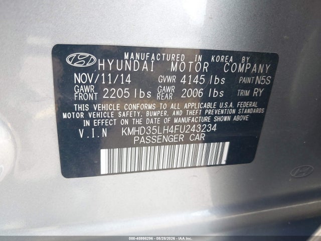 Продажа на аукционе авто 2015 Hyundai Elantra Gt, vin: KMHD35LH4FU243234, номер лота: 45998296