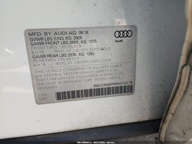 WA1CMAFP6FA014218 Audi Q5 3.0 Tdi Premium Plus
