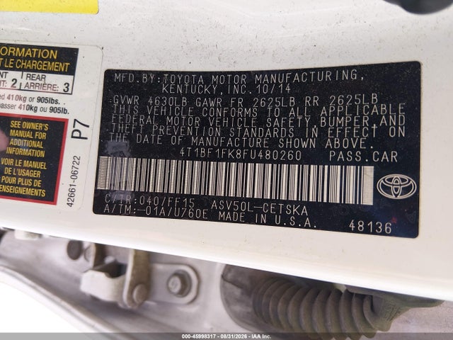 4T1BF1FK8FU480260 Toyota CAMRY SE