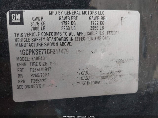 Продажа на аукционе авто 2012 Chevrolet Silverado 1500 Lt, vin: 1GCPKSE77CF211479, номер лота: 45998412