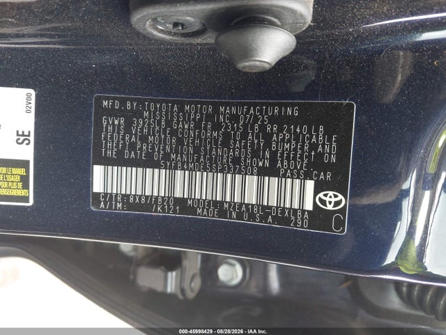Toyota COROLLA LE 2025 5YFB4MDE5SP337508 Image 9