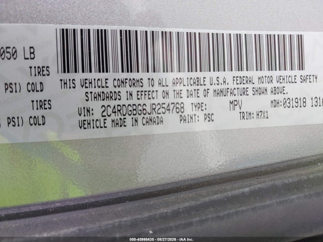 Dodge Grand Caravan Se 2018 2C4RDGBG6JR254768 Image 9