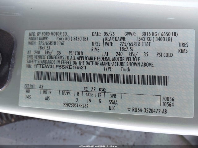 Ford F-150 Xlt 2025 1FTEW3LP5SKE16521 Image 9