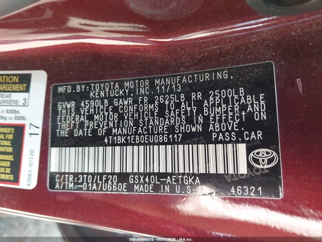 Toyota Avalon Xle Premium 2014 4T1BK1EB0EU086117 Image 9