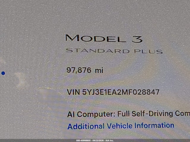 Tesla Model 3 Standard Range Plus Rear-wheel Drive 2021 5YJ3E1EA2MF028847 Image 14
