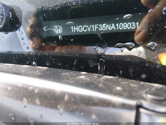 45998640 :رقم المزاد ، 1HGCV1F35NA109031 vin ، 2022 Honda Accord Sport مزاد بيع