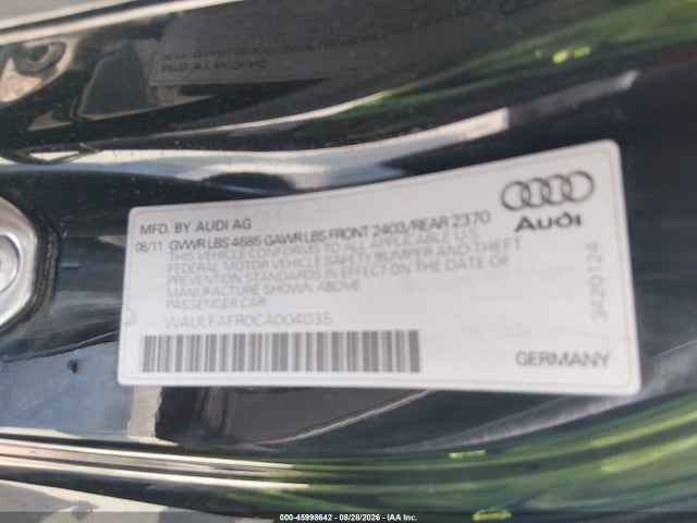Продажа на аукционе авто 2012 Audi A5 2.0t Premium Plus, vin: WAULFAFR0CA004035, номер лота: 45998642