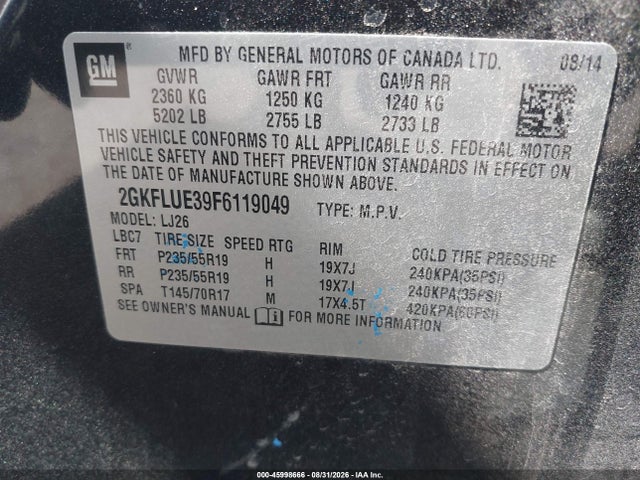 GMC Terrain Denali 2015 2GKFLUE39F6119049 Image 9