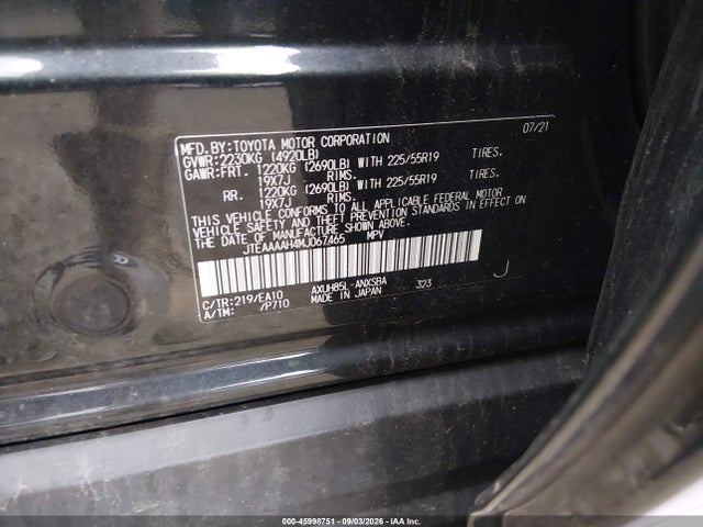 45998751 :رقم المزاد ، JTEAAAAH4MJ067465 vin ، 2021 Toyota Venza Limited مزاد بيع