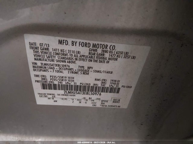 Продаж на аукціоні авто 2014 Lincoln Mkt Ecoboost, vin: 2LMHJ5AT3EBL50976, номер лоту: 45998814