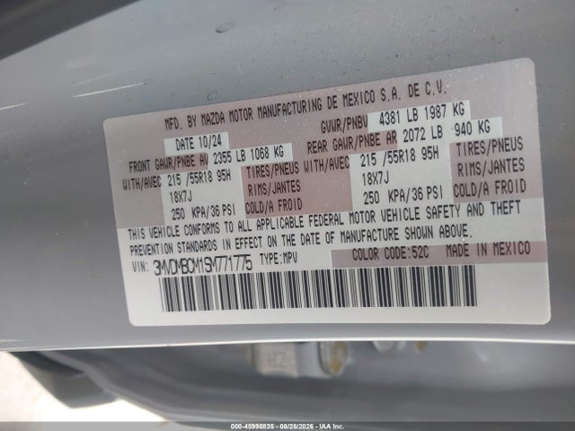Продажа на аукционе авто 2025 Mazda Cx-30 2.5 S Preferred Package, vin: 3MVDMBCM1SM771775, номер лота: 45998835