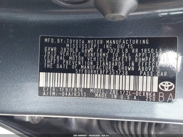 Toyota Corolla Le Plus 2015 5YFBURHE8FP351738 Image 9