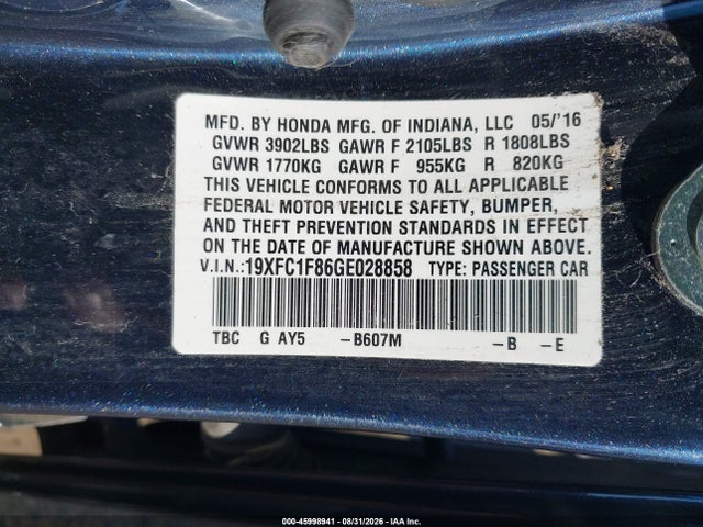 19XFC1F86GE028858 Honda Civic Ex-l