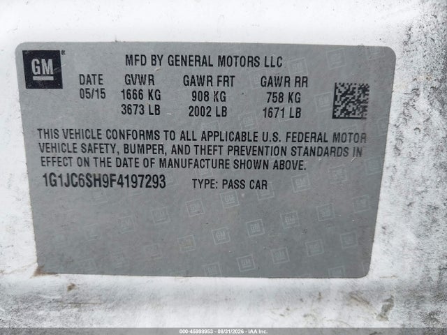 Chevrolet Sonic Lt Auto 2015 1G1JC6SH9F4197293 Image 9