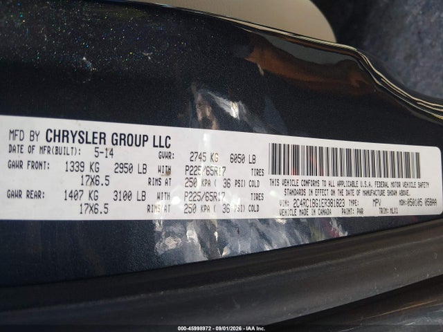 Aukcja sprzedaży 2014 Chrysler Town & Country Touring, vin: 2C4RC1BG1ER381823, numer aukcji: 45998972