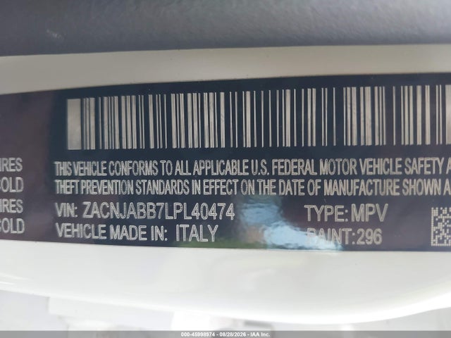 Aukcja sprzedaży 2020 Jeep Renegade Latitude Fwd, vin: ZACNJABB7LPL40474, numer aukcji: 45998974