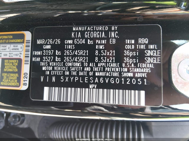5XYPLESA6VG012051 KIA Telluride Sxp/x-line Sxp