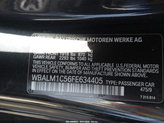 45999034 :رقم المزاد ، WBALM1C56FE634405 vin ، 2015 Bmw Z4 Sdrive35is مزاد بيع