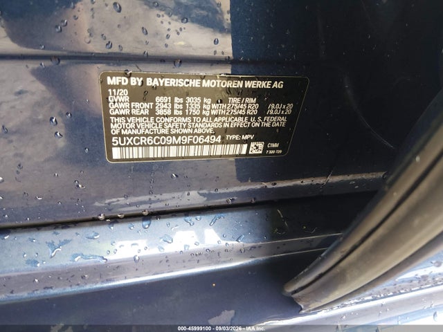 2021 Bmw X5 Xdrive40i მანქანა იყიდება აუქციონზე, vin: 5UXCR6C09M9F06494, აუქციონის ნომერი: 45999100