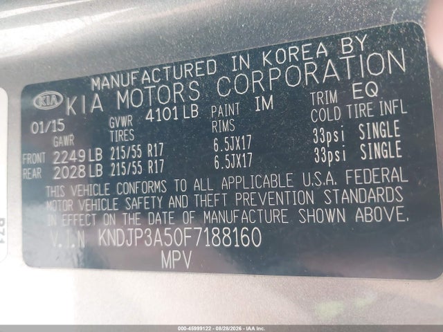 KIA SOUL + 2015 KNDJP3A50F7188160 Image 9