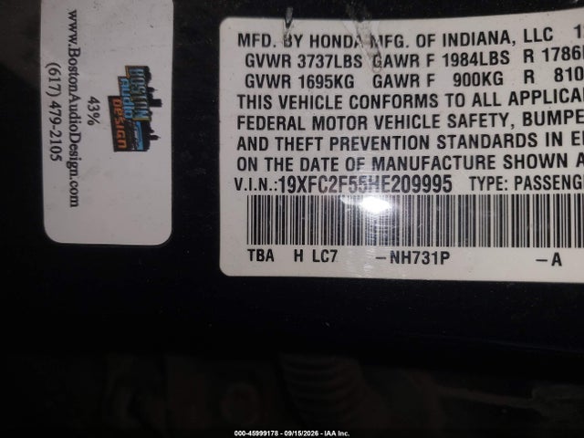 19XFC2F55HE209995 Honda Civic Lx