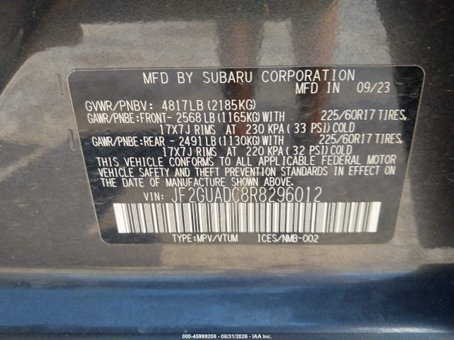 2024 Subaru Crosstrek Premium მანქანა იყიდება აუქციონზე, vin: JF2GUADC8R8296012, აუქციონის ნომერი: 45999208