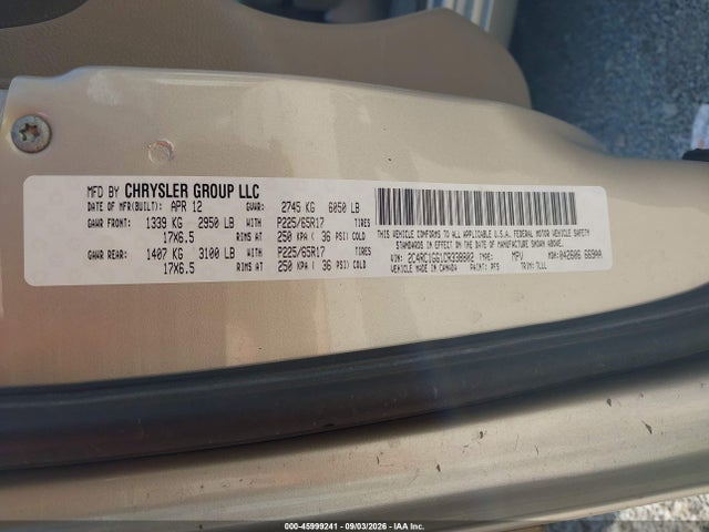 Aukcja sprzedaży 2012 Chrysler Town & Country Limited, vin: 2C4RC1GG1CR338802, numer aukcji: 45999241