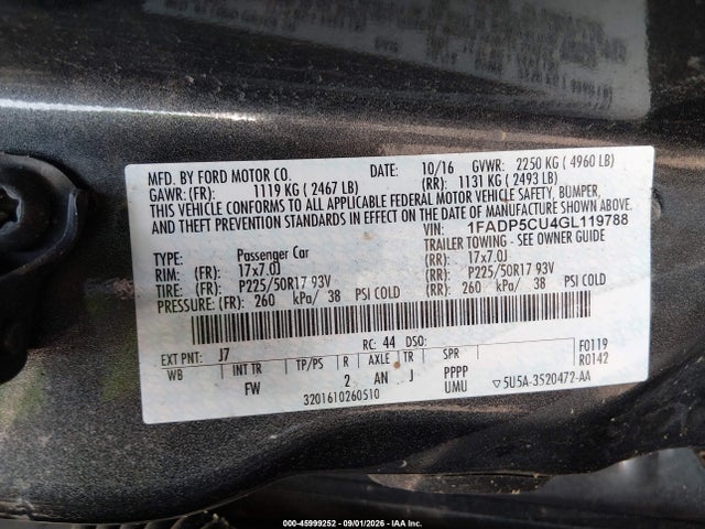 Aukcja sprzedaży 2016 Ford C-max Energi Sel, vin: 1FADP5CU4GL119788, numer aukcji: 45999252