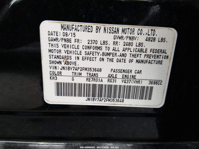 Infiniti Q50 Premium 2015 JN1BV7AP2FM353648 Image 9