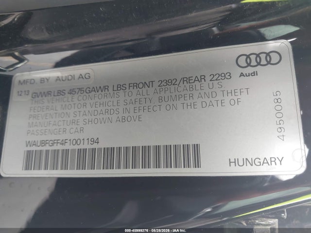 WAUBFGFF4F1001194 Audi A3 2.0t Premium