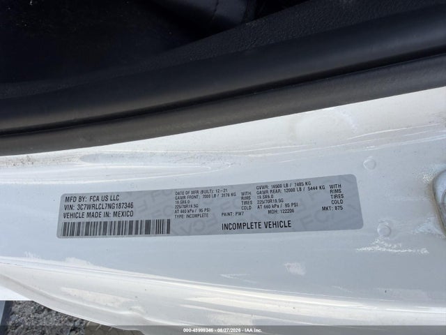 Продажа на аукционе авто 2022 Ram 4500 Chassis Tradesman/slt, vin: 3C7WRLCL7NG187346, номер лота: 45999346