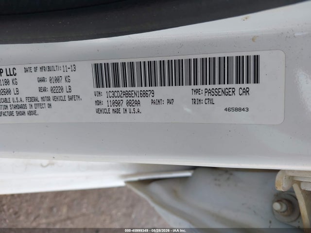 Aukcja sprzedaży 2014 Dodge Avenger Se, vin: 1C3CDZAB6EN168679, numer aukcji: 45999349
